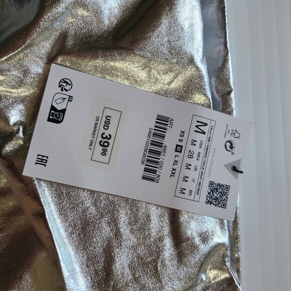 - ZARA METALLIC POPLIN TOP SILVER SIZE M | 4661/020 - Picture 7 of 10